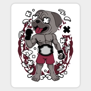 Pug Fighter Illustration Sticker